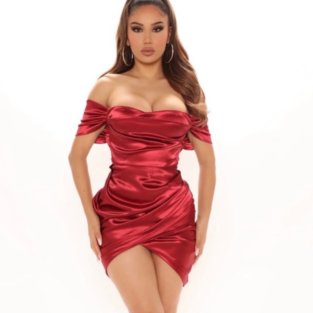 NWOT Red Satin Mini dress xs